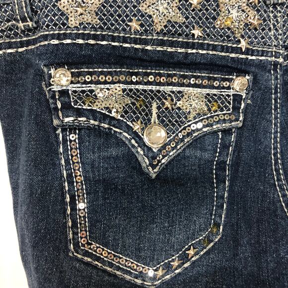 Premiere Embellished Star Jeans 5/6R Denim Bling Boot Cut Low Rise - Picture 4 of 14